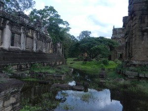 The kleangs across the parade ground from the Khmer royal palace, Angkor, Cambodia.