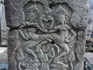 Female dancers from Jayavarman VII's time, near the Khmer royal palace, Angkor, Cambodia.