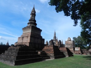 The other lotus bud-shaped stupa in Sukhothai's Wat Mahathat, Thailand
