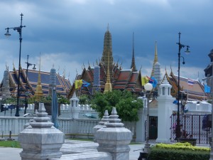 The royal palace in Bangkok during the rainy season.