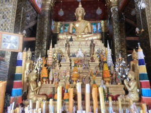 Wat That Luang's altar inLuang Prabang, Laos.