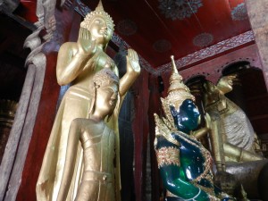 Buddha statues in Wat Mai, Luang Prabang, Laos.